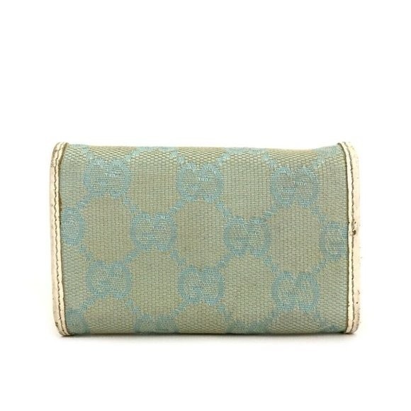 Gucci Green Blue Canvas Leather 6 Ring Key Case Key Holder Gucci GG Logo - Picture 7 of 8